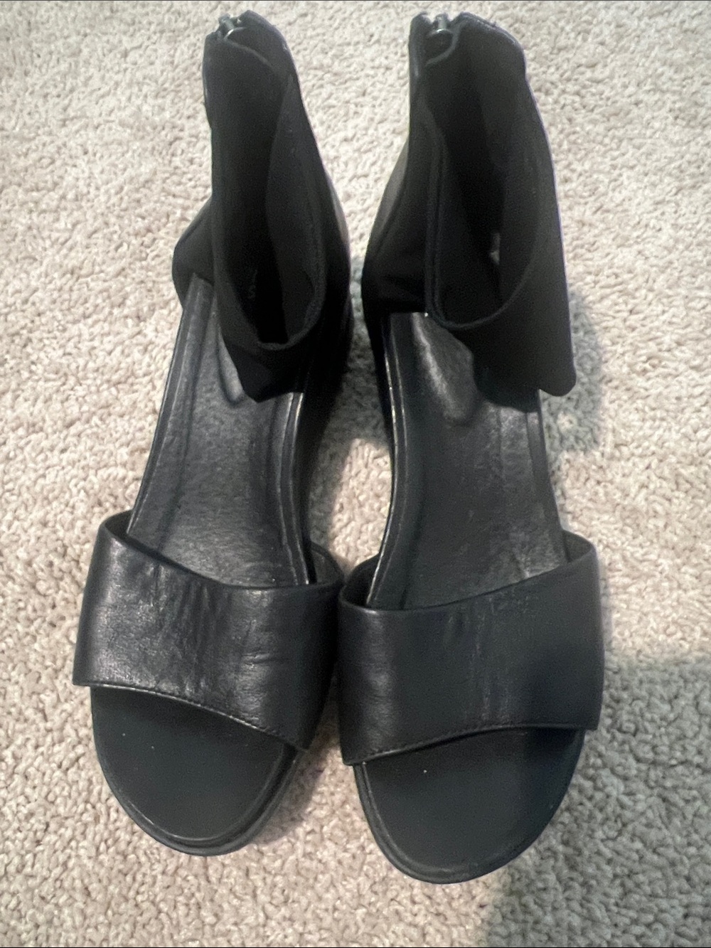Women’s Black Open-Toe Ankle-Wrap Sandals